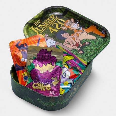 Pack CBD Indoor Selection + Caja De Metal Con Bandeja De Liar 'The Jungle 420'