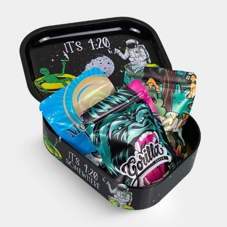 Pack CBD Outdoor Selection + Caja De Metal Con Bandeja De Liar '420 Somewhere'
